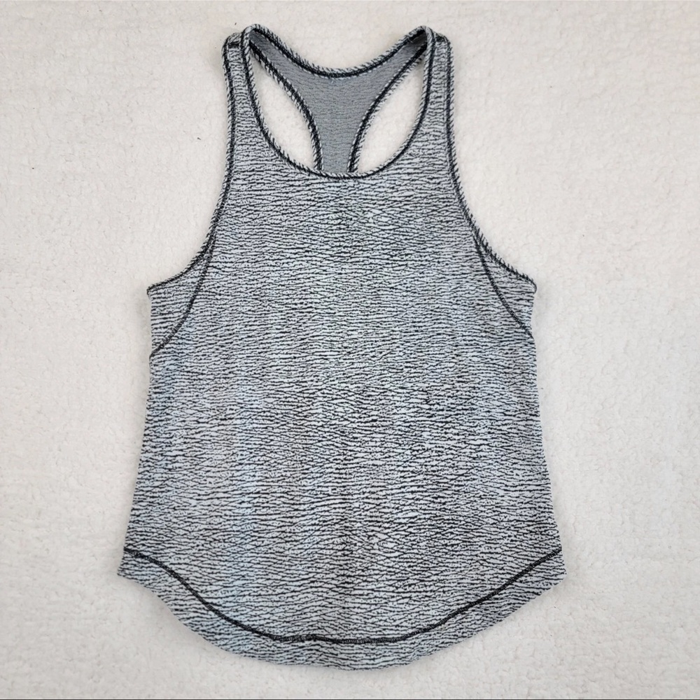 Lululemon l Long Distance Tank l Sheer Luon Pebble Jacquard White/Black - Picture 3 of 14